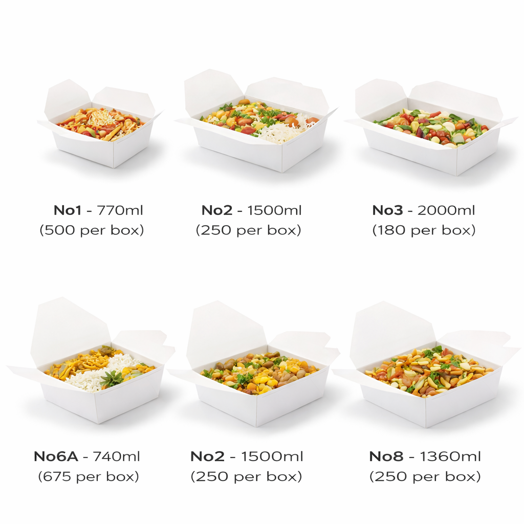 WHITE COMPOSTABLE LEAKPROOF FOOD CONTAINER – ECO-FRIENDLY DISPOSABLE TAKEAWAY BOX