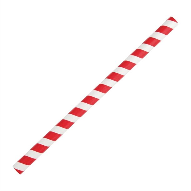 RED AND WHITE PAPER SMOOTHIE STRAWS 8mm