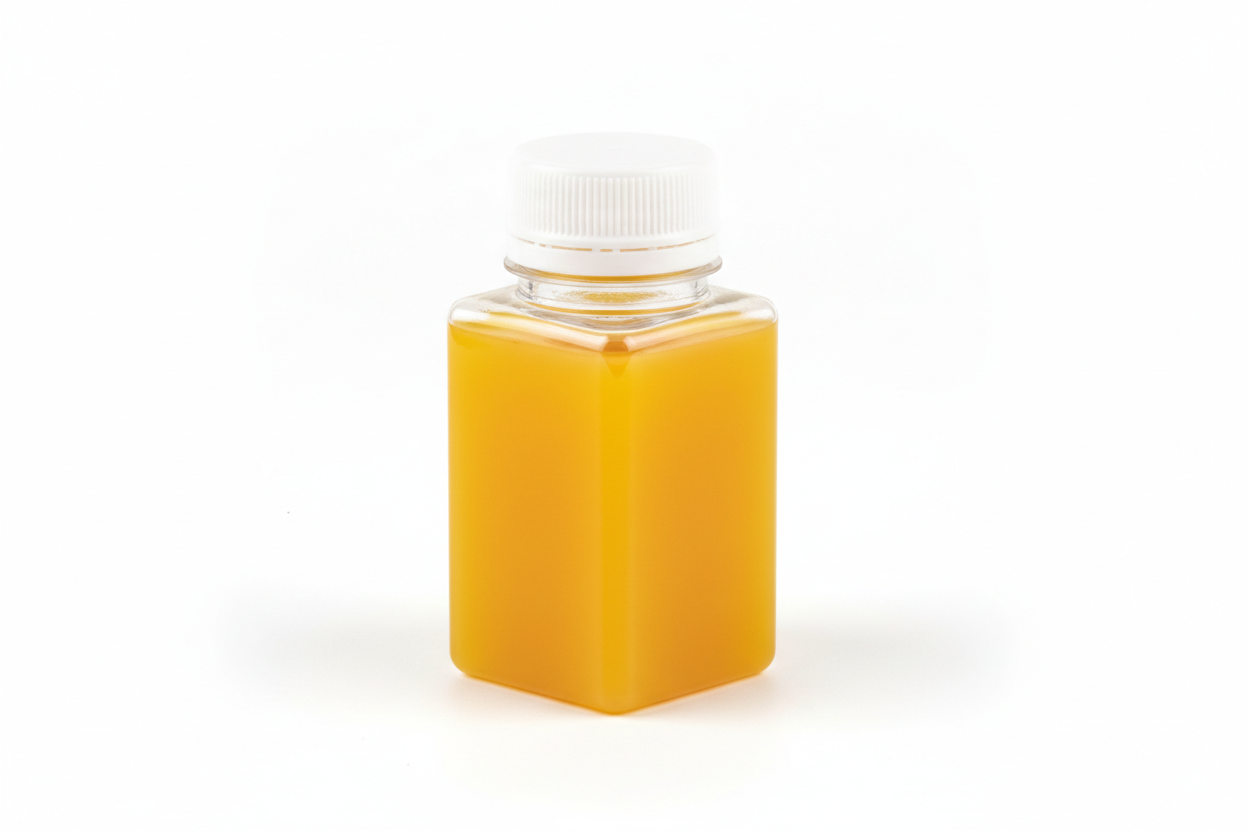 SQUARE SHOT BOTTLE PLASTIC WITH JUICE AND CAP