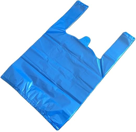 BLUE PLASTIC ECONOMY VEST CARRIER BAG