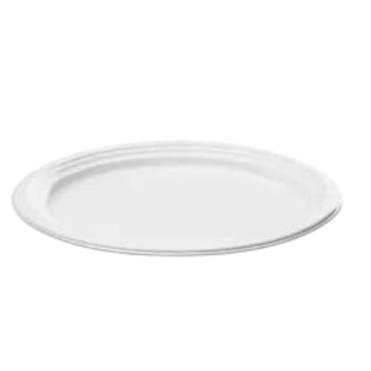 ROUND COMPOSTABLE BAGASSE PAPER PLATE CLASSIC WHITE 7"-9"-10"