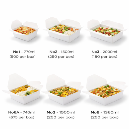 WHITE COMPOSTABLE LEAKPROOF FOOD CONTAINER – ECO-FRIENDLY DISPOSABLE TAKEAWAY BOX