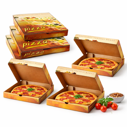 White Square Printed Pizza Box - Freshly Baked