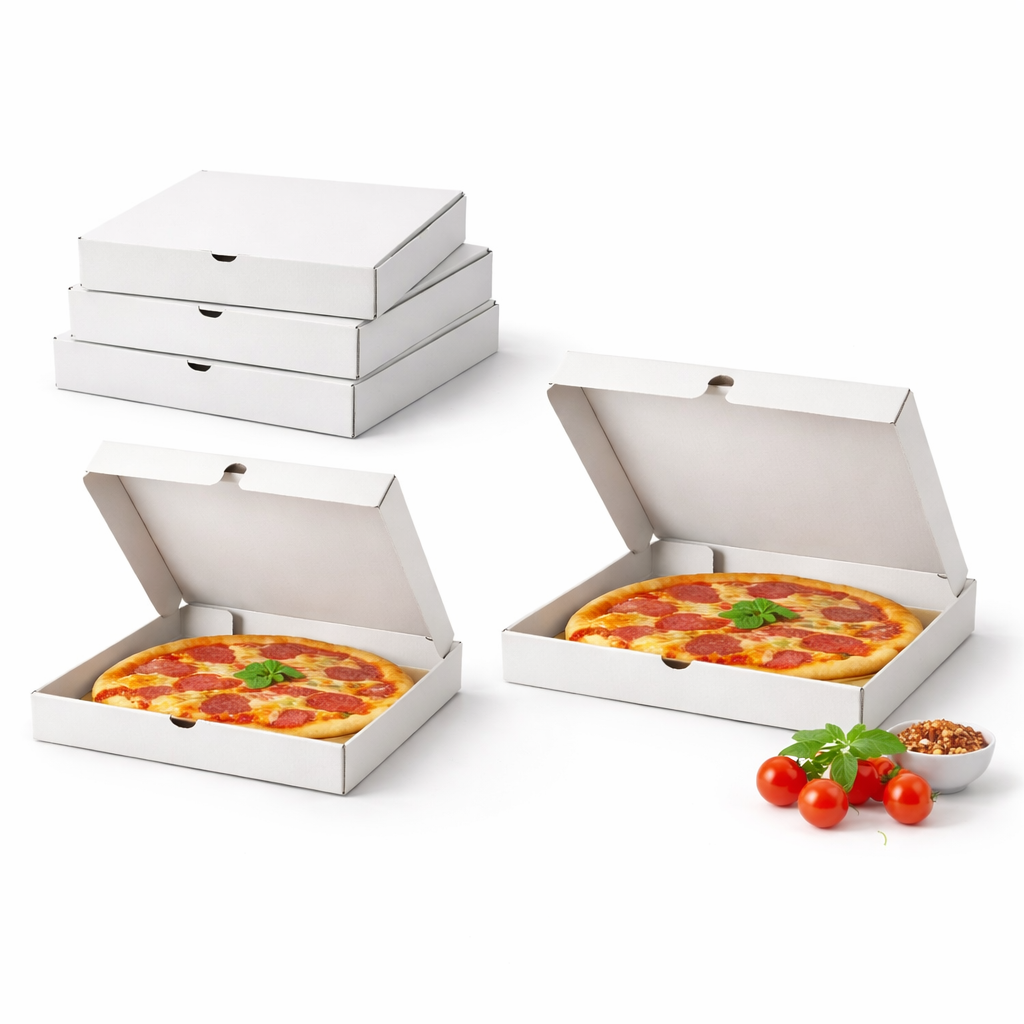 PIZZA BOX WHITE PLAIN SQUARE