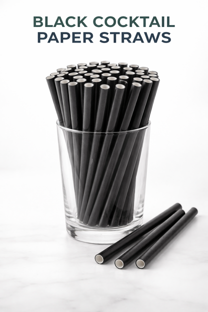 BLACK COCKTAIL PAPER STRAWS