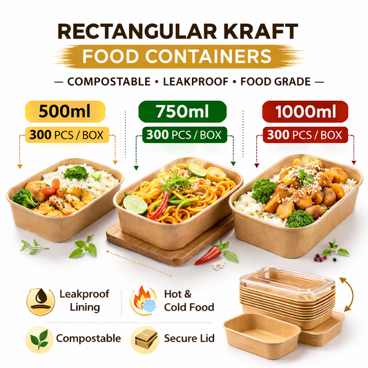 RECTANGULAR KRAFT FOOD CONTAINER