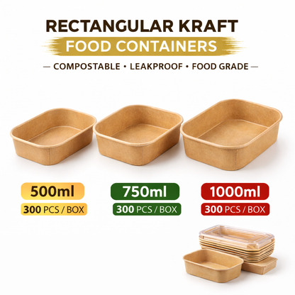 RECTANGULAR KRAFT FOOD CONTAINER