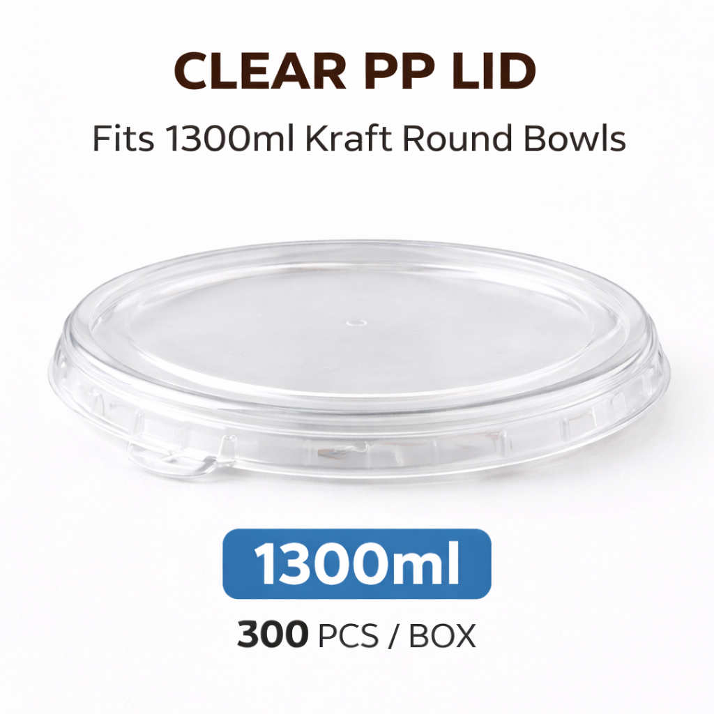 CLEAR PP LID FOR KRAFT ROUND BOWL 1300ML