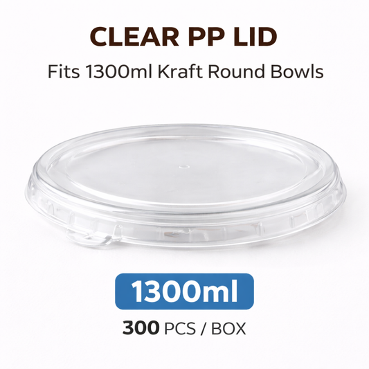 CLEAR PP LID FOR KRAFT ROUND BOWL 1300ML