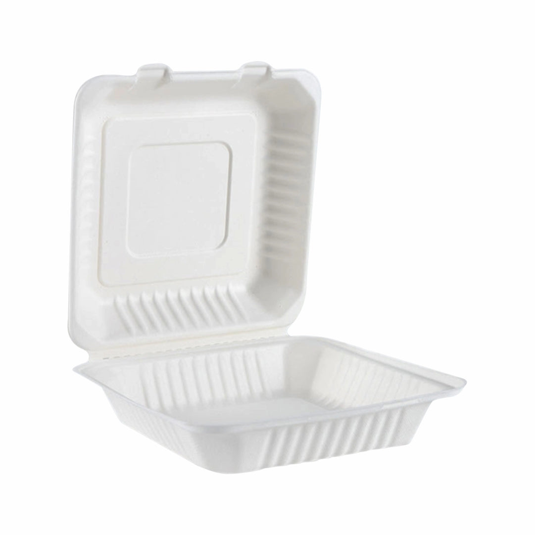 BAGASSE CLAMSHELL LUNCH BOX 9Inch