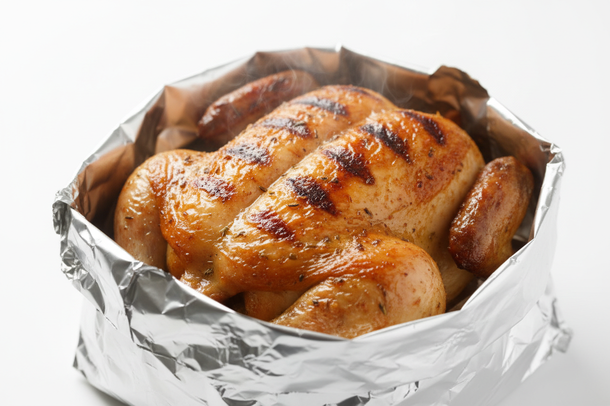 grill chicken insid foil bag