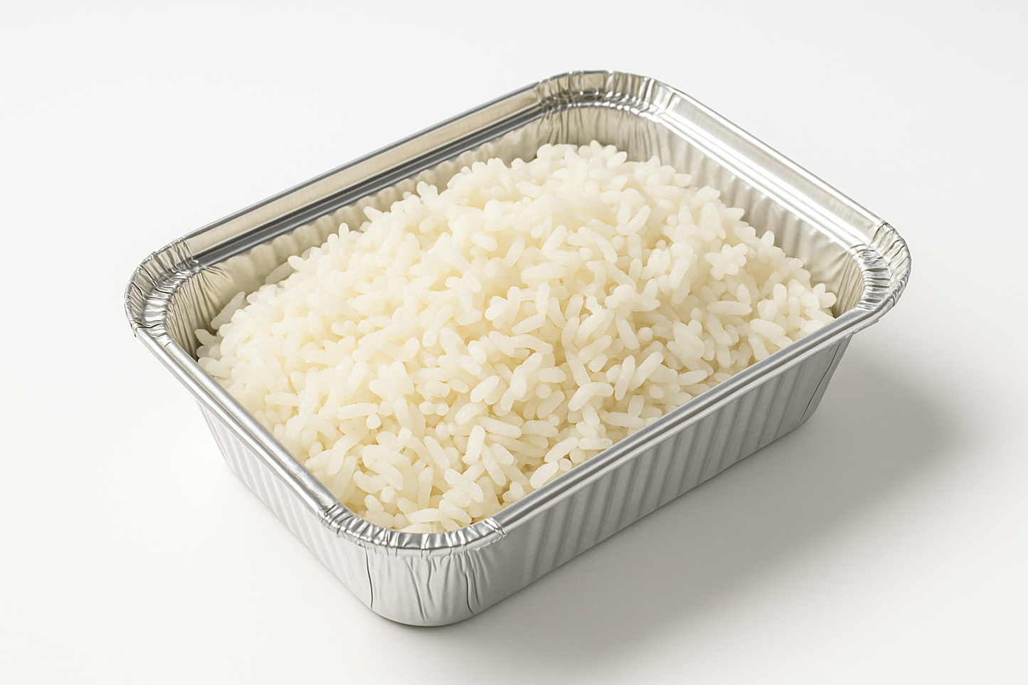 no2 aluminium container with rice in it, white background, shopify square size