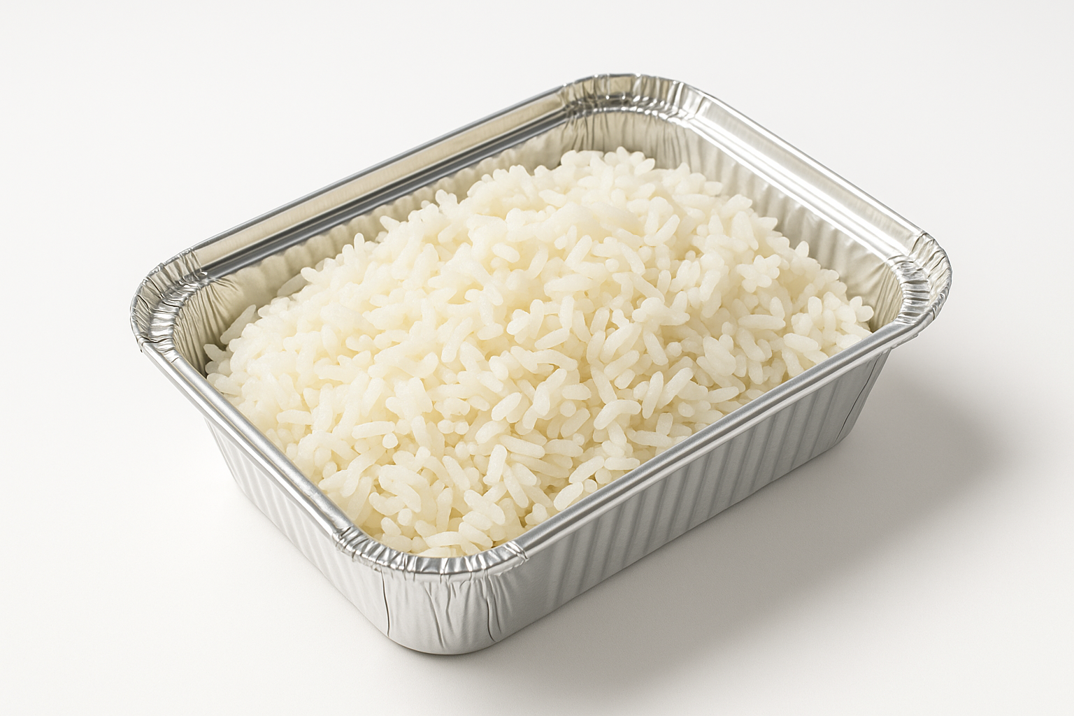 no2 aluminium container with rice in it, white background, shopify square size