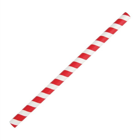 RED AND WHITE PAPER SMOOTHIE STRAWS 8mm